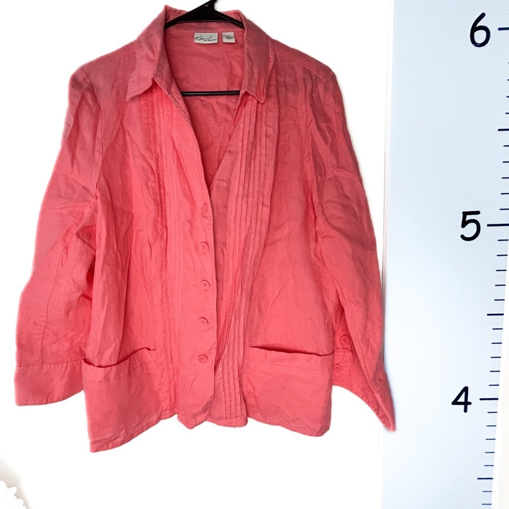 Kim Rogers Barbiecore Pink Linen Blouse Blazer XL